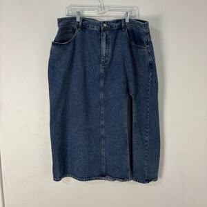 Cider Blue Denim Midi Skirt 2XL Y2K, Soft Girl Clean Girl Grunge Casual Vintage